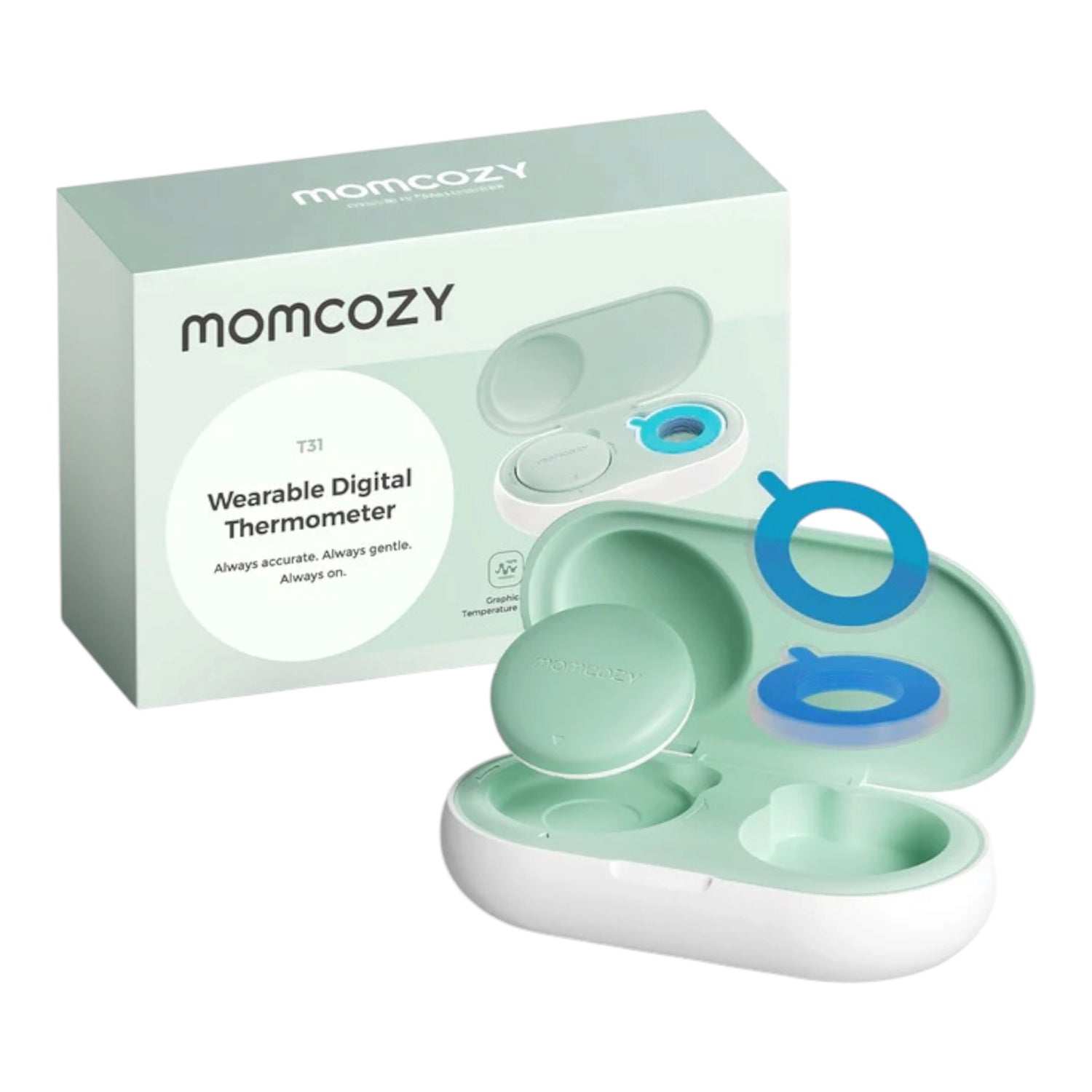 Termometër inteligjent për bebe Momcozy T31 Smart, wearable, me aplikacion, Bluetooth